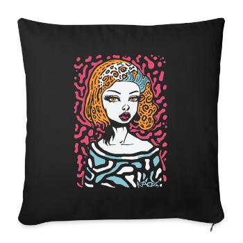 Modern Art Cartoon: Cool Portrait of a Woman - Sofa pillowcase 17,3'' x 17,3'' (45 x 45 cm) - black - Front