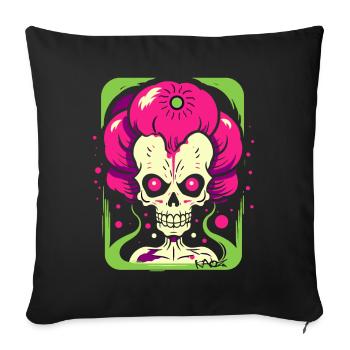 Crâne de Zombie squelette Pop Art coloré - Housse de coussin décorative 45 x 45 cm - noir - Devant