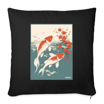 Parody Japanese Advertising Poster Koi Fish - Sofa pillowcase 17,3'' x 17,3'' (45 x 45 cm) - black - Front