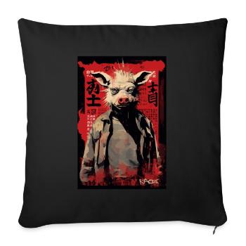 Parody Japanese Movie Poster: Action Pig - Sofa pillowcase 17,3'' x 17,3'' (45 x 45 cm) - black - Front