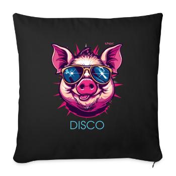 Disco Schwein - Sofakissenbezug 45 x 45 cm - Schwarz - Vorne