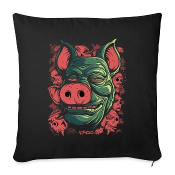 Cochon Tiki de l’île de la jungle - Housse de coussin décorative 45 x 45 cm - noir - Devant