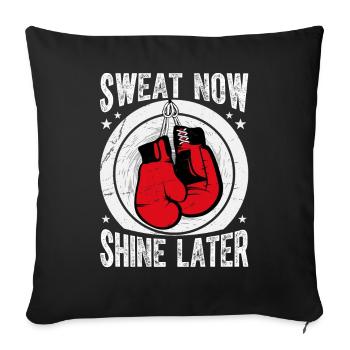 Sweat now Shine Later Boxing - Sofa pillowcase 17,3'' x 17,3'' (45 x 45 cm) - black - Front
