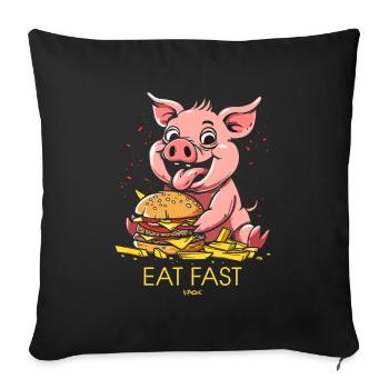 Restauration rapide : burgers de restauration rapide, frites, porc - Housse de coussin décorative 45 x 45 cm - noir - Devant