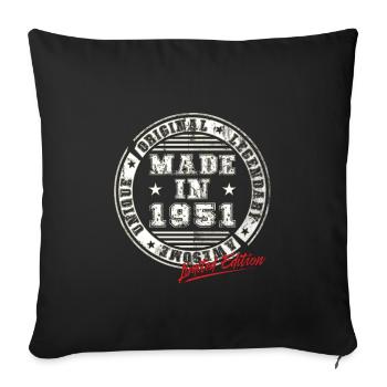 Rétro Patch Vintage 1951 cadeau d’anniversaire - Housse de coussin décorative 45 x 45 cm - noir - Devant