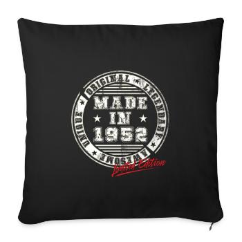 Rétro Patch Vintage 1952 cadeau d’anniversaire - Housse de coussin décorative 45 x 45 cm - noir - Devant