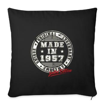 Rétro Patch Vintage 1957 cadeau d’anniversaire - Housse de coussin décorative 45 x 45 cm - noir - Devant