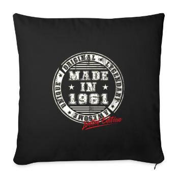 Retro Patch Vintage 1961 Birthday Gift - Sofa pillowcase 17,3'' x 17,3'' (45 x 45 cm) - black - Front