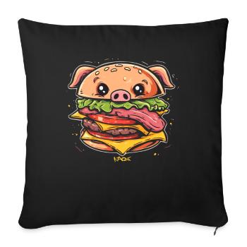 Sau Burger Pig - Sofa pillowcase 17,3'' x 17,3'' (45 x 45 cm) - black - Front