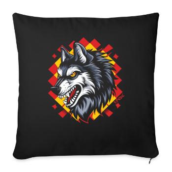 Le grand méchant motif à carreaux loup - Housse de coussin décorative 45 x 45 cm - noir - Devant