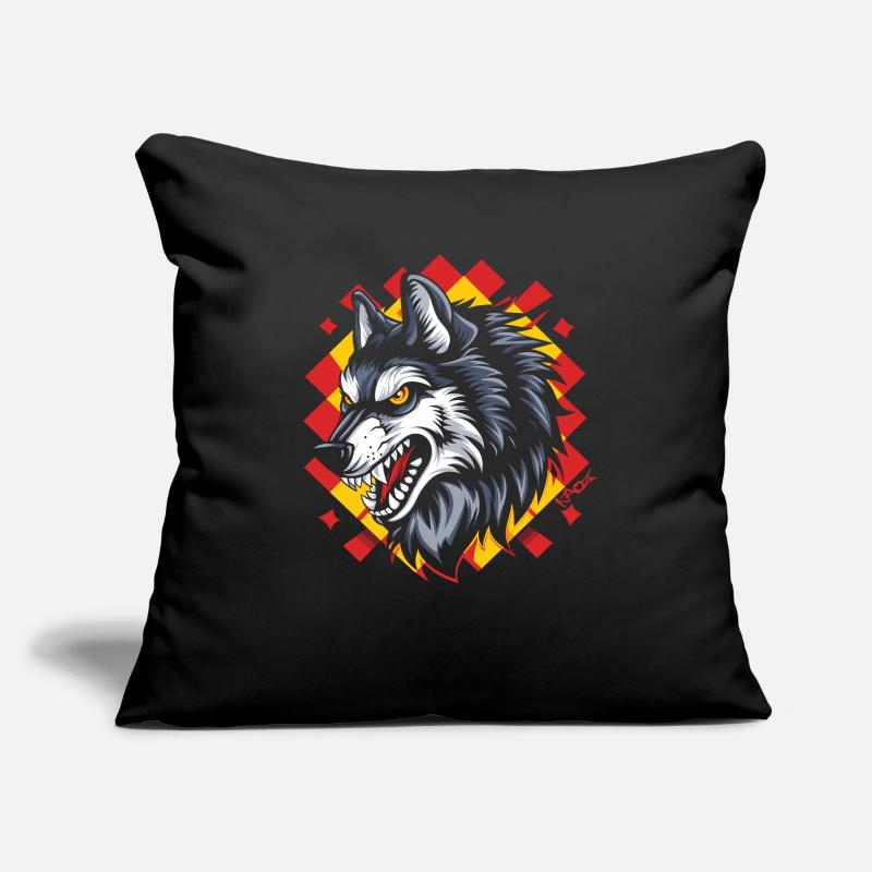 Der große böse karierte Muster Wolf Sofakissenbezug 45 x 45 cm
