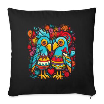 Two Lovers: Candy-Colored Birds with Heart - Sofa pillowcase 17,3'' x 17,3'' (45 x 45 cm) - black - Front