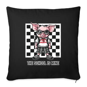 School Is Mine: Funny, Nerdy Pig - Sofa pillowcase 17,3'' x 17,3'' (45 x 45 cm) - black - Front