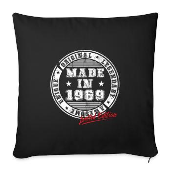Rétro Patch Vintage 1969 cadeau d’anniversaire - Housse de coussin décorative 45 x 45 cm - noir - Devant