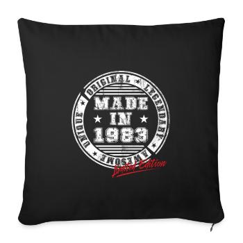 Rétro Patch Vintage 1983 cadeau d’anniversaire - Housse de coussin décorative 45 x 45 cm - noir - Devant
