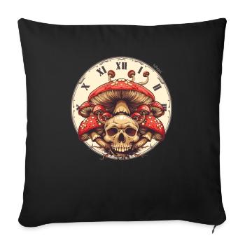 L’horloge du temps, les champignons et le crâne - Housse de coussin décorative 45 x 45 cm - noir - Devant