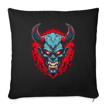 Flammes médiévales et diable ou démon - Housse de coussin décorative 45 x 45 cm - noir - Devant