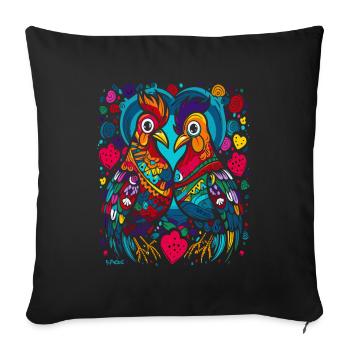Chickens in a colorful, whimsical world of love - Sofa pillowcase 17,3'' x 17,3'' (45 x 45 cm) - black - Front