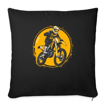 Pilote de Super Motocross blanc et jaune - Housse de coussin décorative 45 x 45 cm - noir - Devant