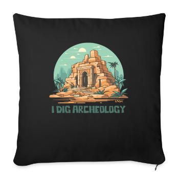I love archaeology - Sofa pillowcase 17,3'' x 17,3'' (45 x 45 cm) - black - Front