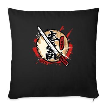 Asiatisch Japanisches Samurai Cartoon Schwert - Sofakissenbezug 45 x 45 cm - Schwarz - Vorne