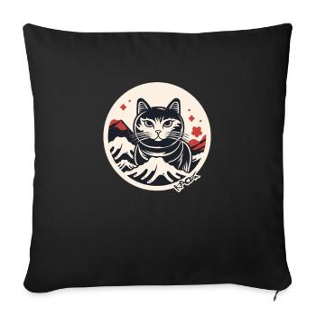 Japan Mount Fuji Cat - Sofa pillowcase 17,3'' x 17,3'' (45 x 45 cm) - black - Front