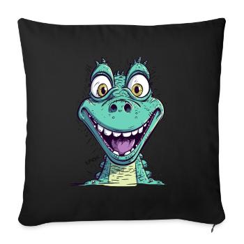 Cheerful cartoon dragon with funny face - Sofa pillowcase 17,3'' x 17,3'' (45 x 45 cm) - black - Front