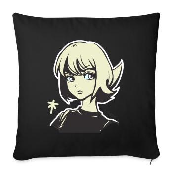 Cool, serene and attentive, an anime girl - Sofa pillowcase 17,3'' x 17,3'' (45 x 45 cm) - black - Front