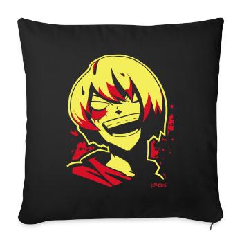 Bittersweet Laugh: Crazy Evil Anime Girl - Sofa pillowcase 17,3'' x 17,3'' (45 x 45 cm) - black - Front