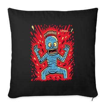 Crazy Funny Cartoon Pop Art avec squelette - Housse de coussin décorative 45 x 45 cm - noir - Devant