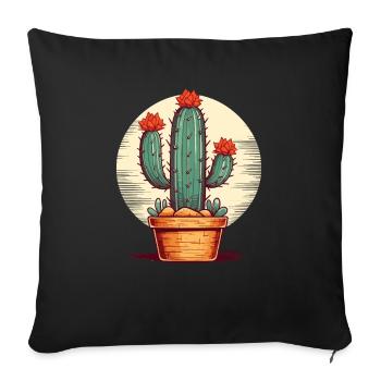 Cool cartoon: a blooming cactus - Sofa pillowcase 17,3'' x 17,3'' (45 x 45 cm) - black - Front