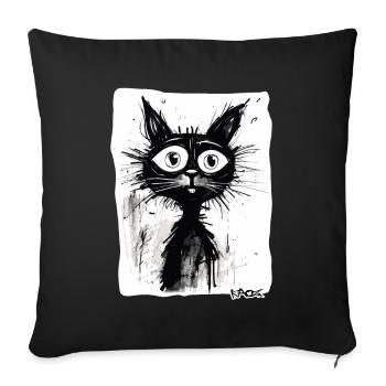Cool drawing of a cartoon cat - Sofa pillowcase 17,3'' x 17,3'' (45 x 45 cm) - black - Front