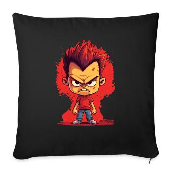 Funny angry schoolboy at school - Sofa pillowcase 17,3'' x 17,3'' (45 x 45 cm) - black - Front