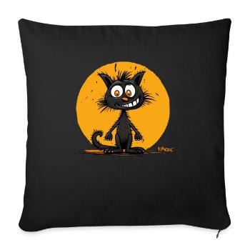 Chat de dessin animé drôle - Housse de coussin décorative 45 x 45 cm - noir - Devant