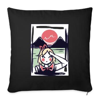 Japanese girl in Japan under the red sun - Sofa pillowcase 17,3'' x 17,3'' (45 x 45 cm) - black - Front