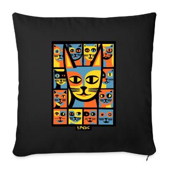 Coloré Pop Art Chaos chaton chats - Housse de coussin décorative 45 x 45 cm - noir - Devant