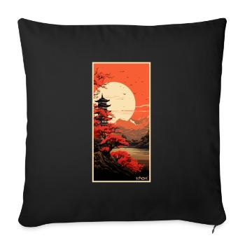 Traditional temples in Japanese nature - Sofa pillowcase 17,3'' x 17,3'' (45 x 45 cm) - black - Front