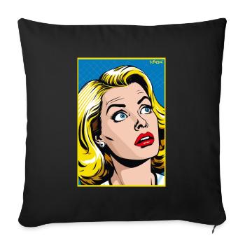 Cartoon Pop Art: Blonde Woman in Action - Sofa pillowcase 17,3'' x 17,3'' (45 x 45 cm) - black - Front