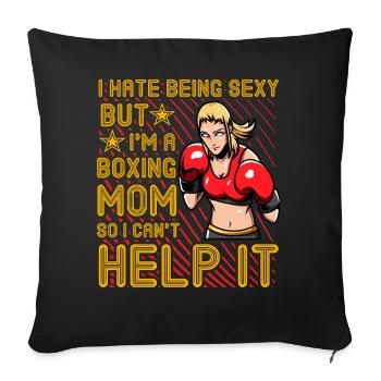 Citation amusante de maman boxe - Housse de coussin décorative 45 x 45 cm - noir - Devant