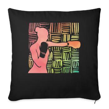Boxende Frau - Sofakissenbezug 45 x 45 cm - Schwarz - Vorne
