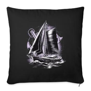 Sailboat with anchor gift - Sofa pillowcase 17,3'' x 17,3'' (45 x 45 cm) - black - Front