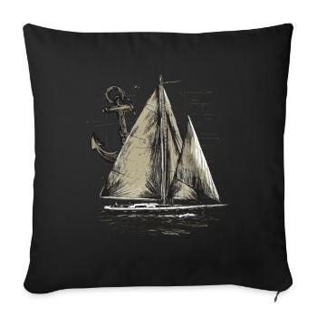 Sailboat with anchor gift - Sofa pillowcase 17,3'' x 17,3'' (45 x 45 cm) - black - Front