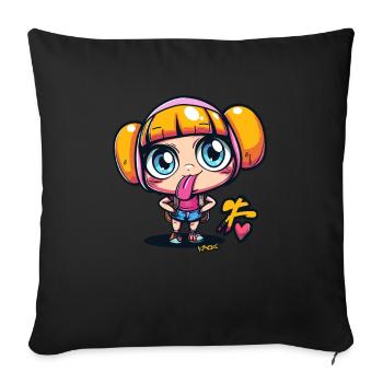 Illustration coquine de fille d’anime de dessin animé - Housse de coussin décorative 45 x 45 cm - noir - Devant