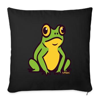 A big little green frog - Sofa pillowcase 17,3'' x 17,3'' (45 x 45 cm) - black - Front
