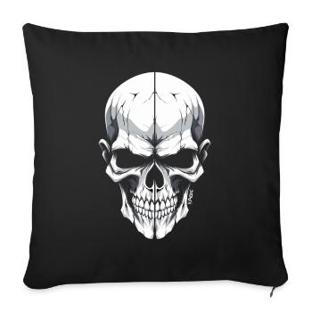 White and cool split skull - Sofa pillowcase 17,3'' x 17,3'' (45 x 45 cm) - black - Front