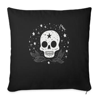 Ciel étoilé avec des étoiles et un crâne cool - Housse de coussin décorative 45 x 45 cm - noir - Devant