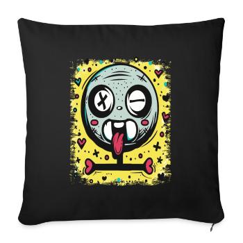 Sketch with hearts, crosses and skull - Sofa pillowcase 17,3'' x 17,3'' (45 x 45 cm) - black - Front