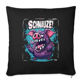La ferme! Cochon de dessin animé rugueux - Housse de coussin décorative 45 x 45 cm - noir - Devant