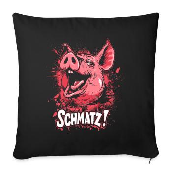 Naughty Little Pink Pig Kisses Smack - Sofa pillowcase 17,3'' x 17,3'' (45 x 45 cm) - black - Front