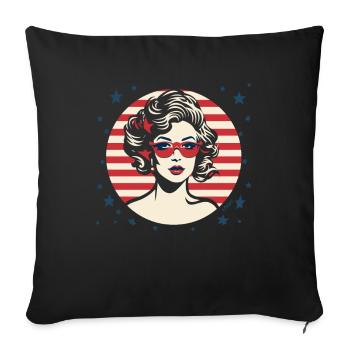 The All-American Girl with USA Flag - Sofa pillowcase 17,3'' x 17,3'' (45 x 45 cm) - black - Front